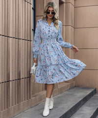 Madeira Floral Midi Dress - Blue