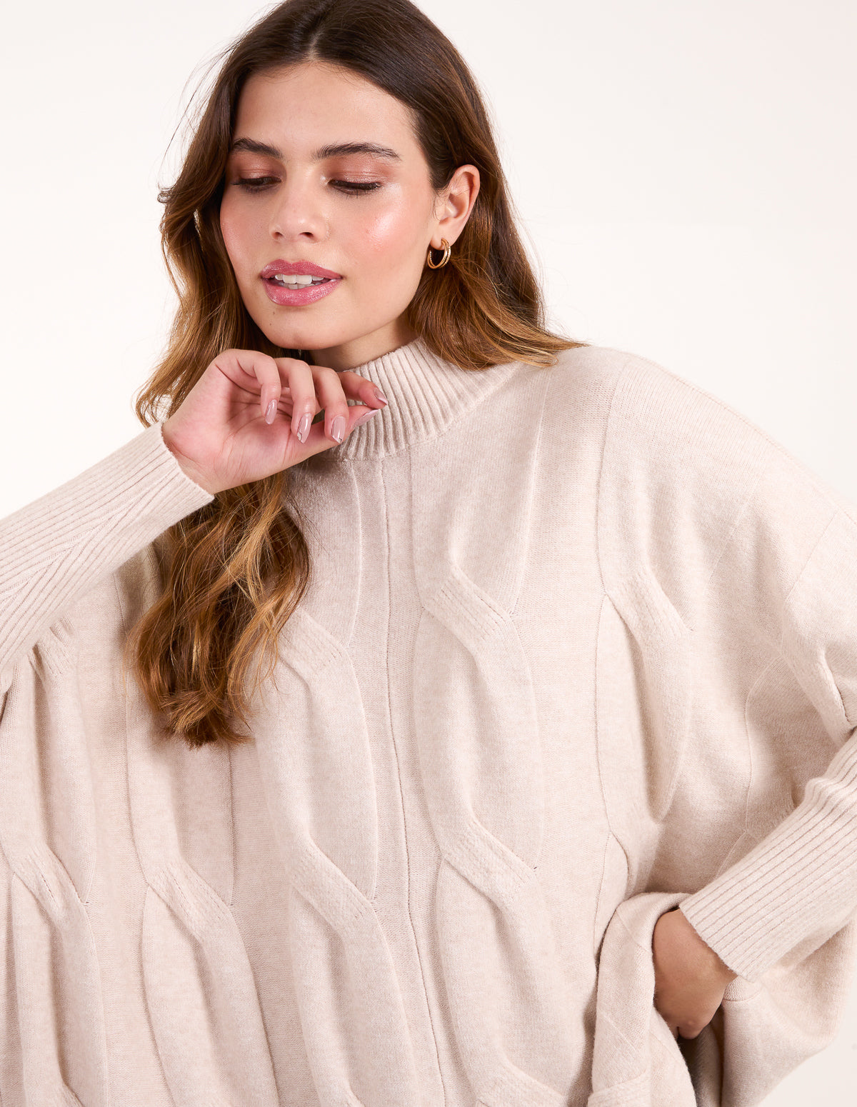 Stand Neck Big Cable Jumper