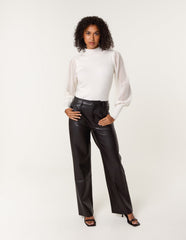 Semi-Sheer Mesh Panel Long Sleeve Jumper