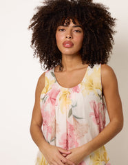 Scoop Neck Puffball Sleeveless Top