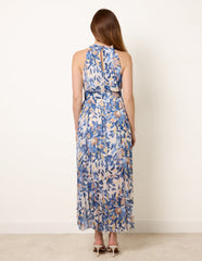 Printed Pleated Dress With Belt