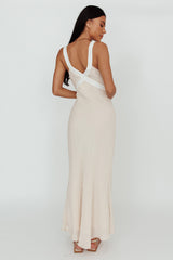 Zariah V-Neck Maxi Dress Beige