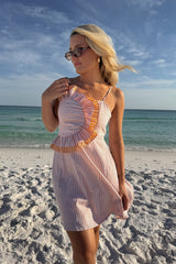 Skyler Peach Striped Ruffle Mini Dress