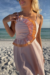 Skyler Peach Striped Ruffle Mini Dress