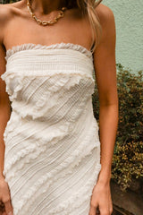Emmie Cream Textured Strapless Mini Dress