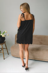 Baylor Black Multi Floral Scallop Mini Dress