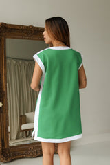 Journey Green & White Sleeveless Mini Dress