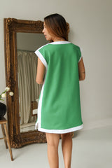 Journey Green & White Sleeveless Mini Dress