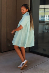 Trista Green & White Striped Mini Dress
