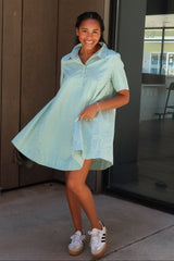 Trista Green & White Striped Mini Dress