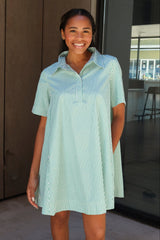 Trista Green & White Striped Mini Dress