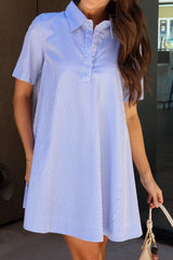 Trista Blue & White Striped Mini Dress