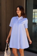 Trista Blue & White Striped Mini Dress