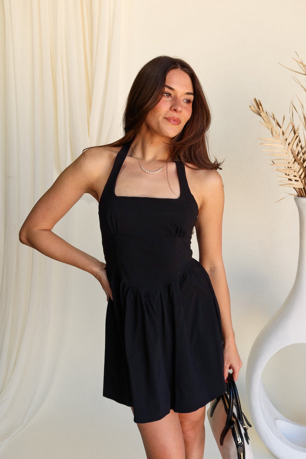 Piper Black Halter Mini Dress