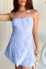 Lexi Blue Stripe & Floral Strapless Mini Dress