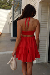 Darcy Red Orange Ruffled Mini Dress