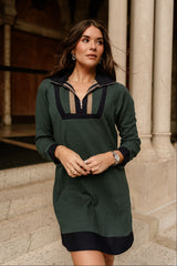 Ingrid Green Quarter-Zip Mini Dress