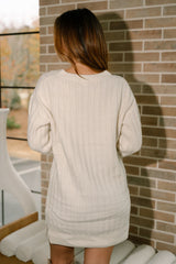 Kamila Ivory Cable Knit Sweater Dress