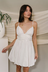 Evelyn White Bubble Mini Dress