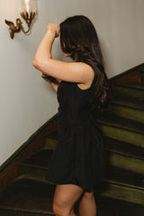Lyra Black Boat Neck Mini Dress