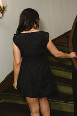 Lyra Black Boat Neck Mini Dress