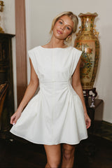Lyra White Boat Neck Mini Dress