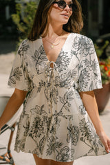 Dalia Ivory & Black Floral Mini Dress