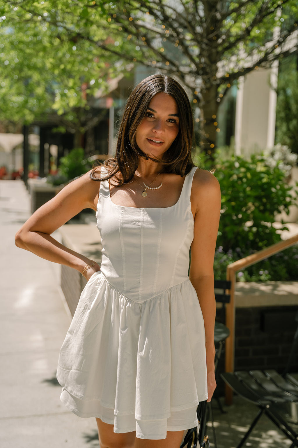 Alexa Off White Flare Mini Dress