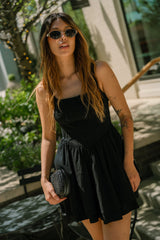 Alexa Black Flare Mini Dress