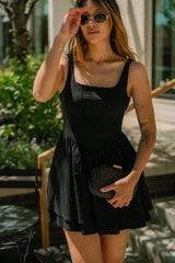 Alexa Black Flare Mini Dress