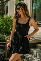 Alexa Black Flare Mini Dress