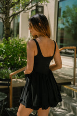 Alexa Black Flare Mini Dress