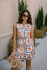 Everlee White Multi Seashell Mini Dress
