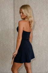 Blake Navy Strapless Flare Mini Dress