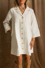 Madelyn Ecru Button-Up Mini Dress