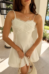 Naomi White Frayed Flare Mini Dress