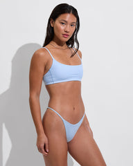 Pool Days Top - Splash Stripe Horizontal: Blue Skies/ Coconut