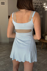 Brynlee Blue Scallop Athletic Romper Mini Dress