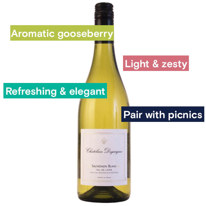 Reserve Wines Kate says: Chatelain-Desjacques, Sauvignon Blanc IGP. 2020. Nots: Aromatic goosberry, light & zesty, refreshing & elegant, pair with picnics