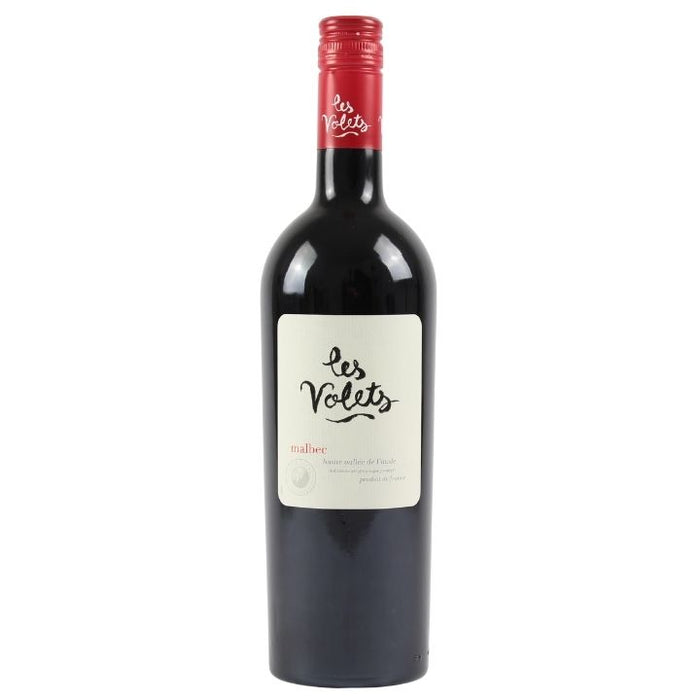 Wine bottle with 'Les Volets' label on a white background