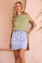 Now Or Never Denim Skirt - Washed Blue
