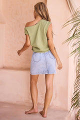 Now Or Never Denim Skirt - Washed Blue