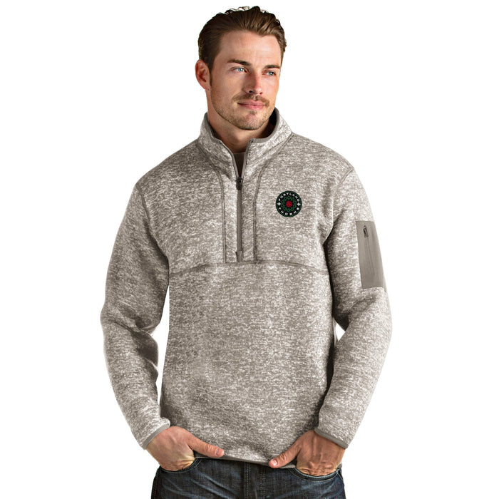 PORTLAND THORNS FC MEN'S FORTUNE LONG SLEEVE OATMEAL HALF ZIP PULLOVER