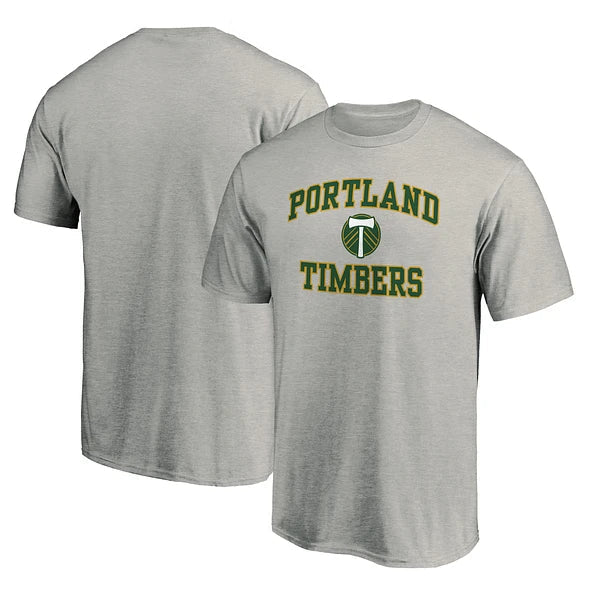 PORTLAND TIMBERS FC MEN'S GREY HEART AND SOUL SHORT SLEEVE SHIRT