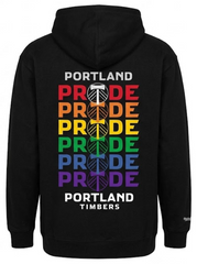 PORTLAND TIMBERS FC MEN'S LONG SLEEVE PRIDE STACKED HOODIE