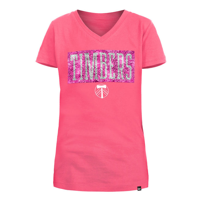 PORTLAND TIMBERS FC YOUTH GIRL'S SHORT SLEEVE SEQUIN TEE