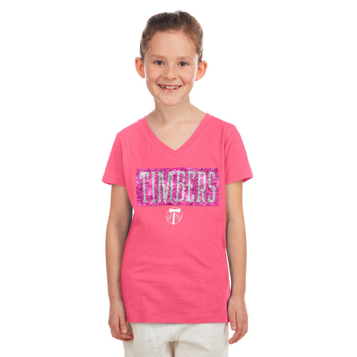 PORTLAND TIMBERS FC YOUTH GIRL'S SHORT SLEEVE SEQUIN TEE