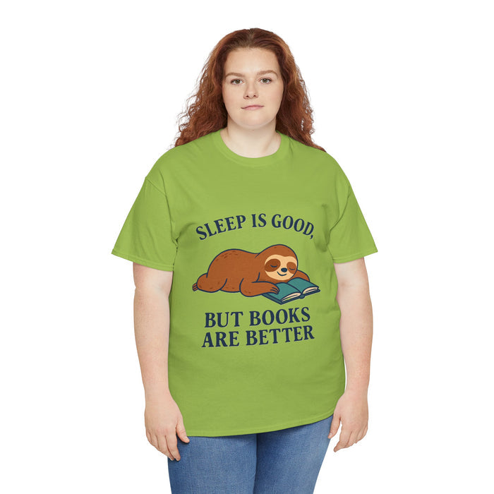 Sloth Book Lover Tee, Sleep is Good Shirt, Funny Bookworm Gift, Lazy Day T-Shirt, Relaxing Reading Top