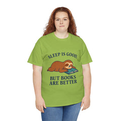 Sloth Book Lover Tee, Sleep is Good Shirt, Funny Bookworm Gift, Lazy Day T-Shirt, Relaxing Reading Top