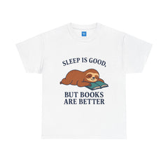 Sloth Book Lover Tee, Sleep is Good Shirt, Funny Bookworm Gift, Lazy Day T-Shirt, Relaxing Reading Top